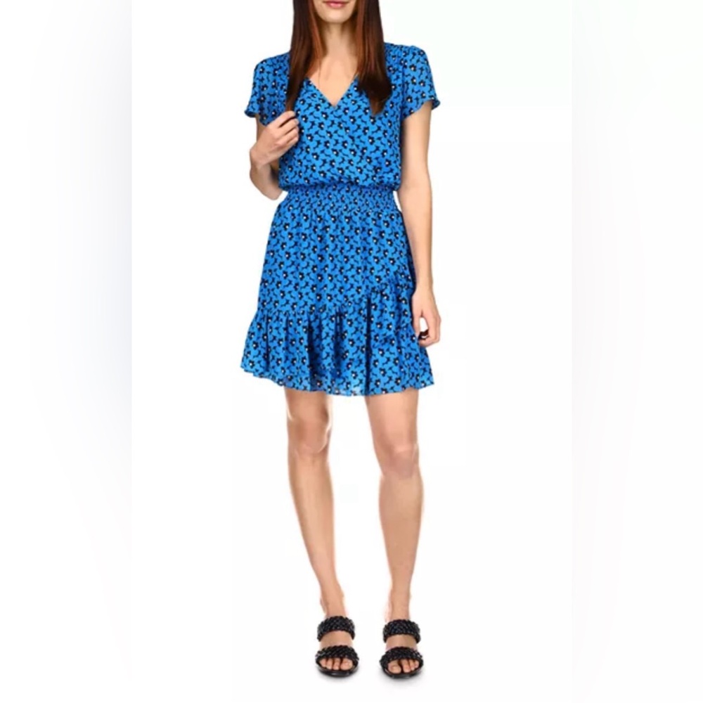 Michael Kors Cyan Blue Faux Wrap Dress in Bright Cyan Blue